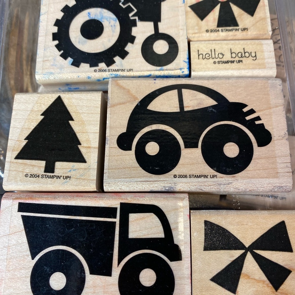 Stampin Up  (tractor, truck, car) Rubber Stamp set of 7